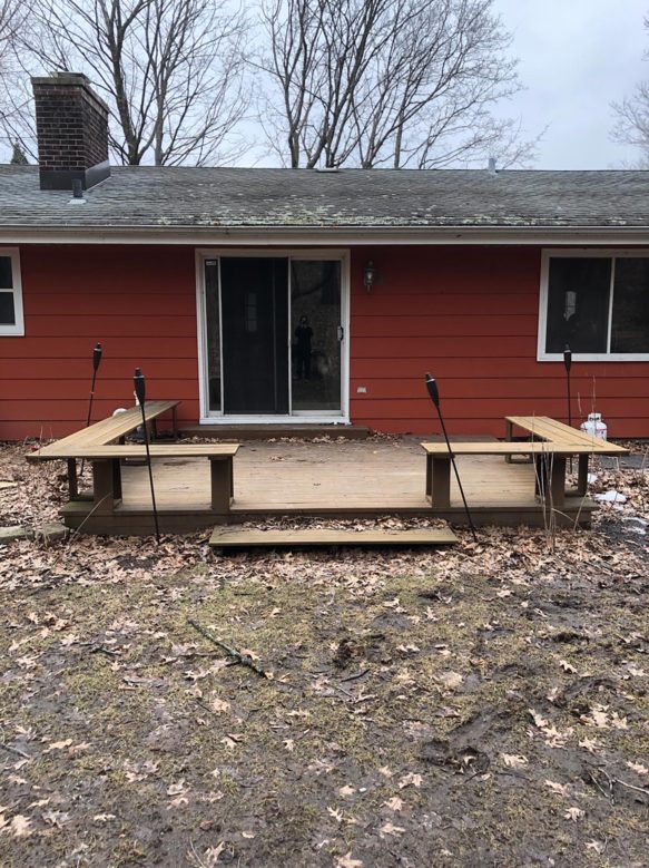 BEFORE: Old aluminum patio door that leaked in the winter